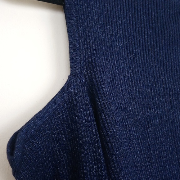 New Ribbed Sparkly Knit V Neck Cold Shoulder Stretchy Sweater Top - Picture 11 of 14